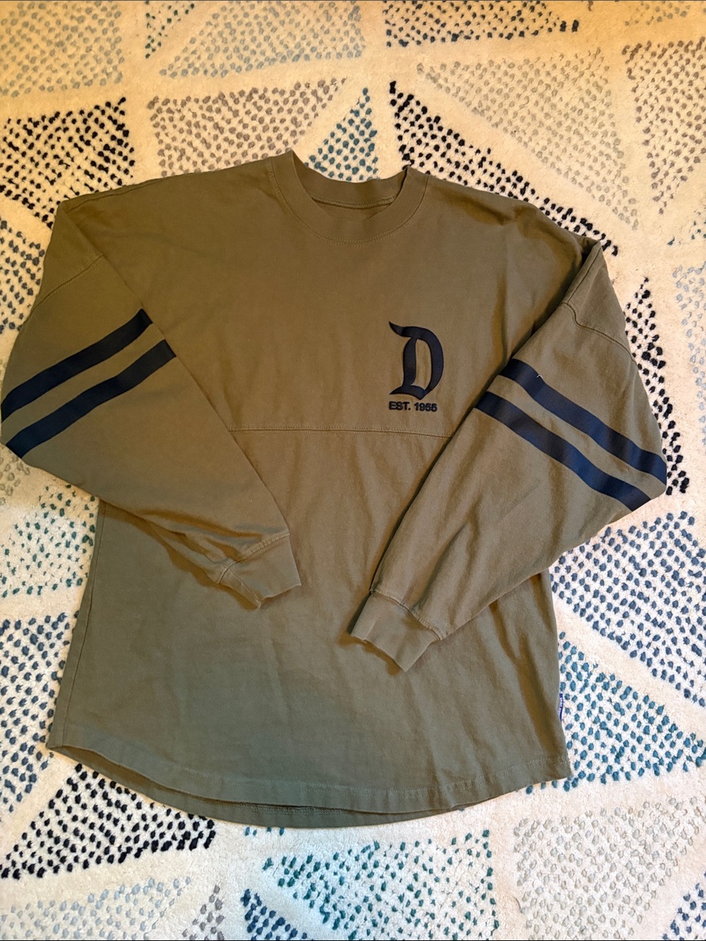Disney Olive Green Long-Sleeve Spirit Jersey with Black Stripes